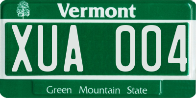 VT license plate XUA004