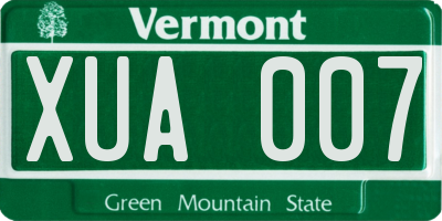 VT license plate XUA007