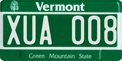 VT license plate XUA008