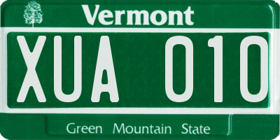 VT license plate XUA010