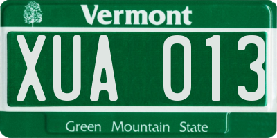 VT license plate XUA013