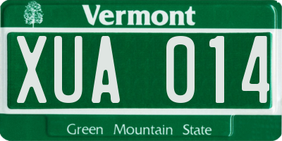 VT license plate XUA014