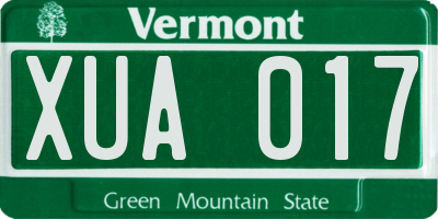 VT license plate XUA017