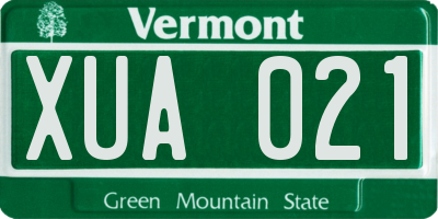 VT license plate XUA021
