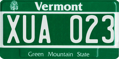 VT license plate XUA023