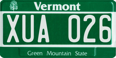 VT license plate XUA026
