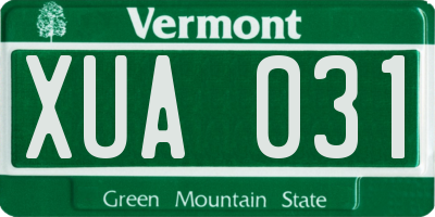 VT license plate XUA031