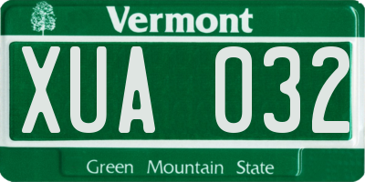 VT license plate XUA032