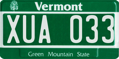 VT license plate XUA033