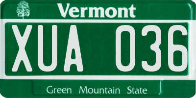 VT license plate XUA036