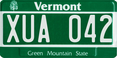 VT license plate XUA042