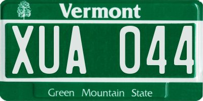 VT license plate XUA044