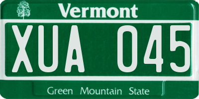 VT license plate XUA045
