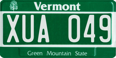 VT license plate XUA049