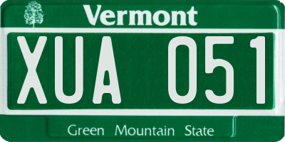 VT license plate XUA051