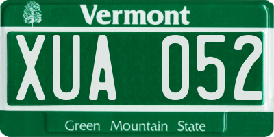 VT license plate XUA052