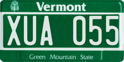 VT license plate XUA055
