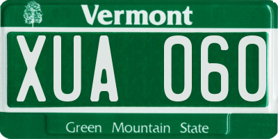 VT license plate XUA060