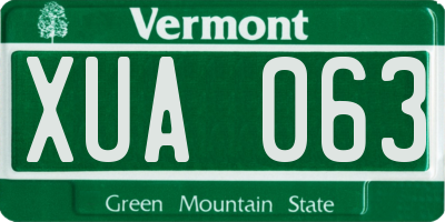 VT license plate XUA063