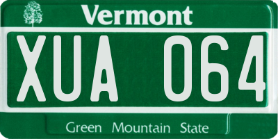 VT license plate XUA064