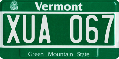 VT license plate XUA067
