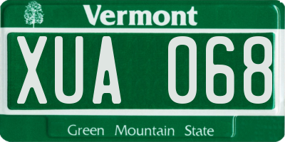 VT license plate XUA068