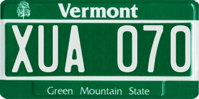 VT license plate XUA070