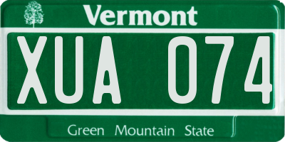 VT license plate XUA074