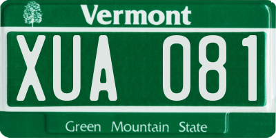 VT license plate XUA081