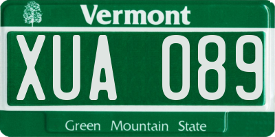 VT license plate XUA089