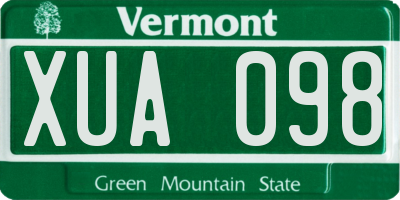 VT license plate XUA098