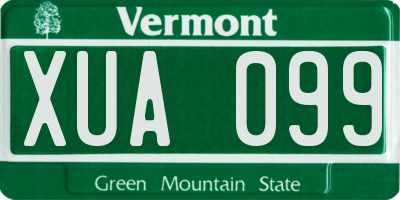 VT license plate XUA099