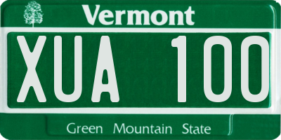 VT license plate XUA100