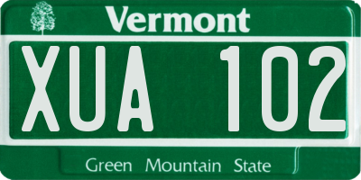 VT license plate XUA102