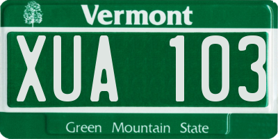 VT license plate XUA103