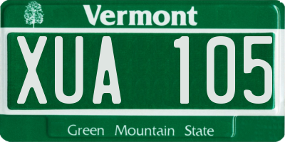 VT license plate XUA105