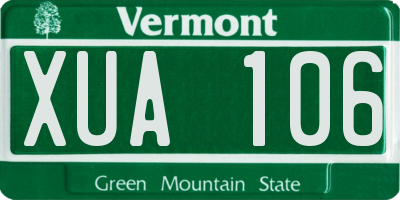 VT license plate XUA106