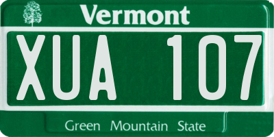 VT license plate XUA107