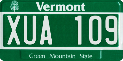 VT license plate XUA109