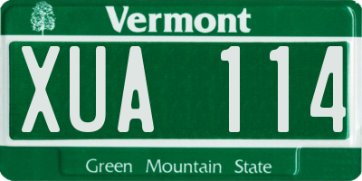 VT license plate XUA114