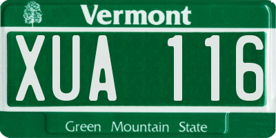 VT license plate XUA116