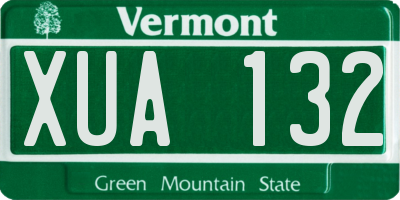 VT license plate XUA132