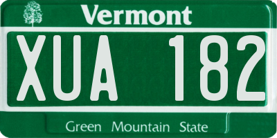 VT license plate XUA182