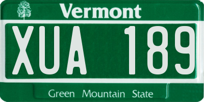 VT license plate XUA189