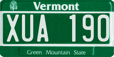 VT license plate XUA190