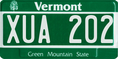 VT license plate XUA202