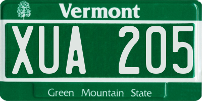 VT license plate XUA205