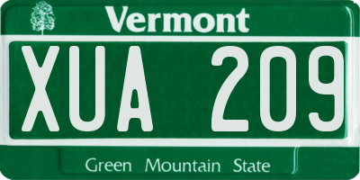 VT license plate XUA209