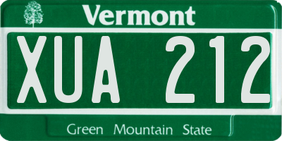 VT license plate XUA212