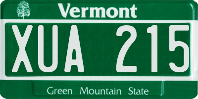 VT license plate XUA215